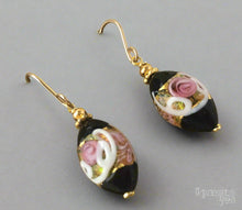 Load image into Gallery viewer, Black Oval Venetian Wedding Cake Earrings
