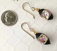 Black Oval Venetian Wedding Cake Earrings