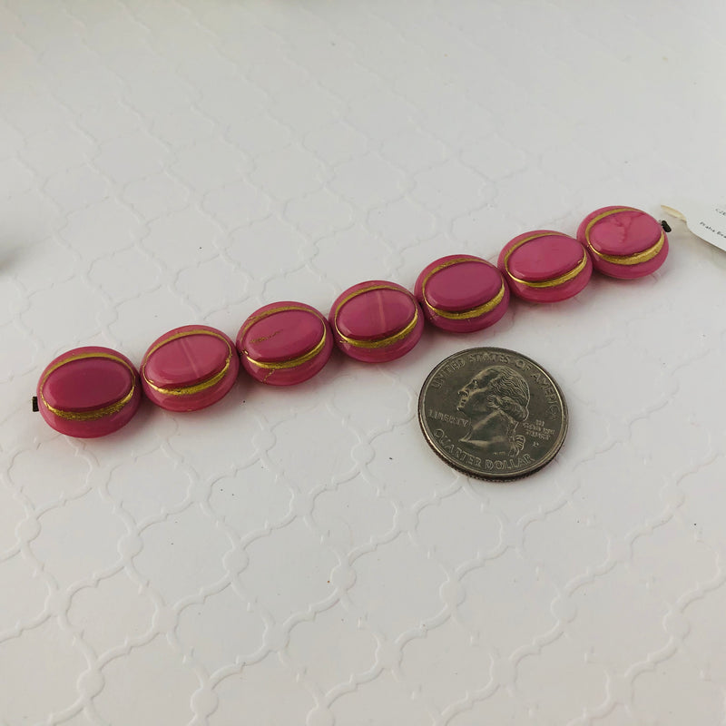 Mauve Eskooko Coin Beads, Czech 16MM