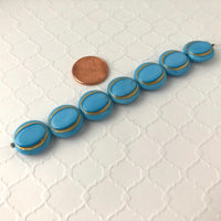 Turquoise / Gold Eskooko Coin Beads, Czech 16MM