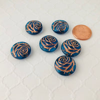 Coin Flower Glass Beads, Various Colors Czech 18MM