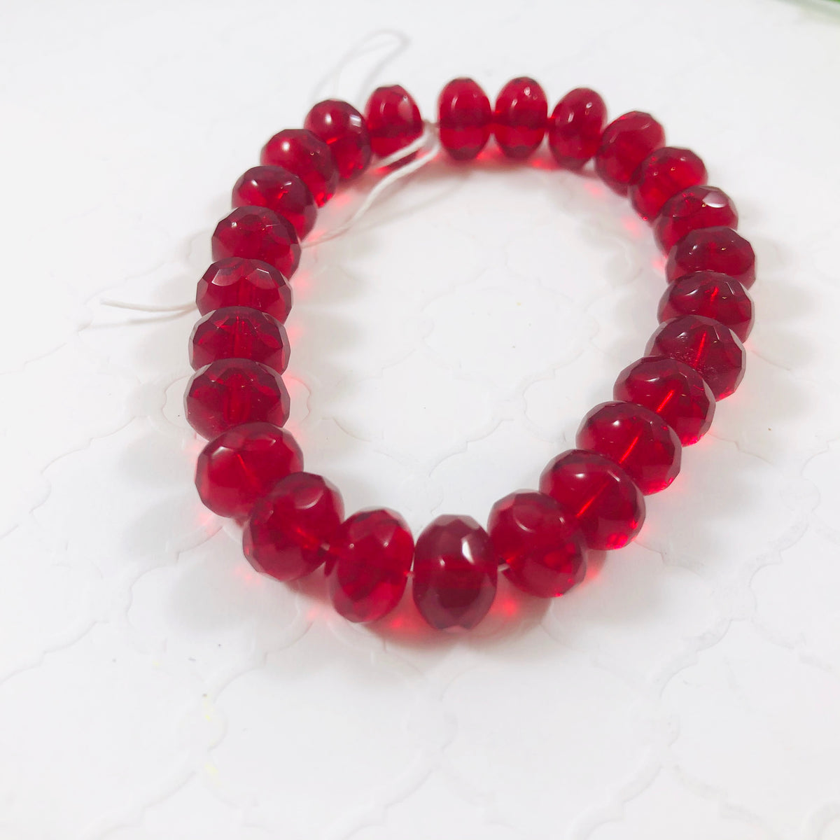 Czech Bright Red Rondell Glass Bead, 9MM