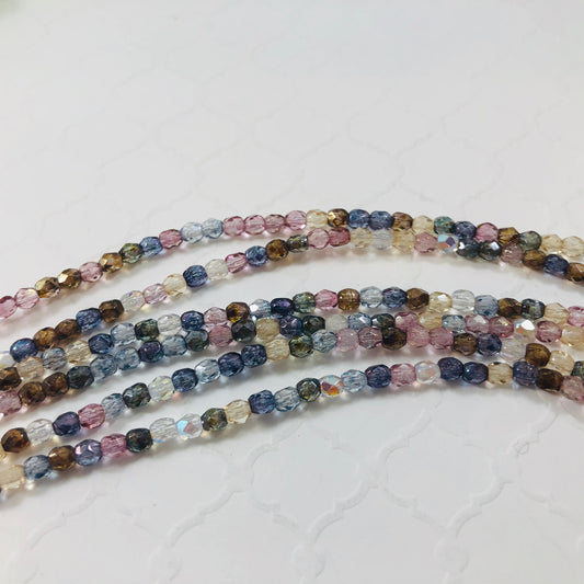Pastel Luster Mix, Czech Fire Polished, 3MM
