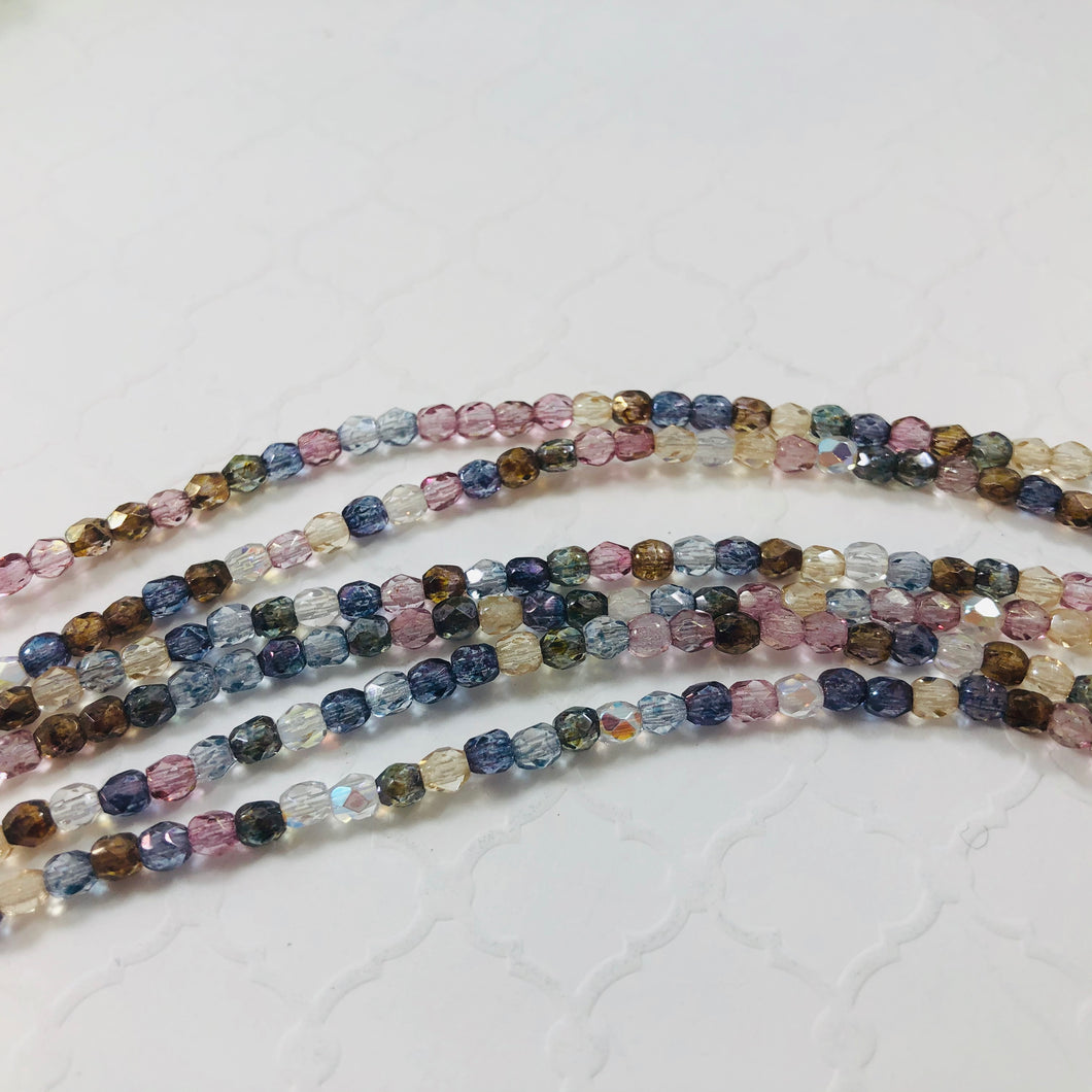 Pastel Luster Mix, Czech Fire Polished, 3MM