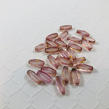 Load image into Gallery viewer, Pink Oblong Stained Glass Bead, Czech 14MM
