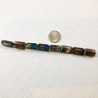 Stained Glass Rectangle Purple Beads, Czech 12MM