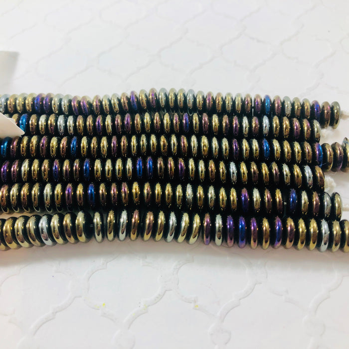 Iridescent Rondell Glass Spacer Beads, Czech 5MM