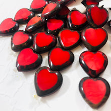 Load image into Gallery viewer, Solid Red Heart Table Cut Window Beads, Czech 14MM
