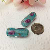 Murano Glass Foil Beads Tube Bead, 25MM