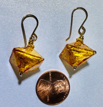 Load image into Gallery viewer, Gold Abstract Murano Glass Earrings in 14K Gold Fill
