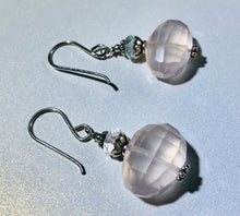 Load image into Gallery viewer, Rose Quartz and White Topaz Nugget Dangle Earrings in Sterling Silver
