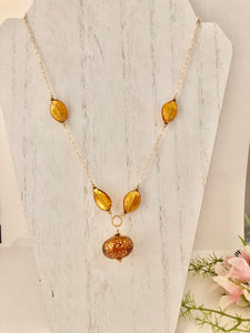 Gold Murano Glass Necklace in 14K Gold Fill