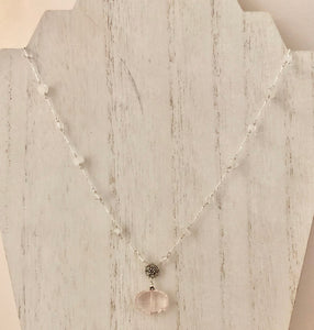 Rose Quartz with Moonstone and Crystal Quartz in Sterling Silver