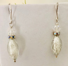 Load image into Gallery viewer, Silver Glass Venetian Foil Earrings in Sterling Silver
