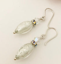 Load image into Gallery viewer, Silver Glass Venetian Foil Earrings in Sterling Silver
