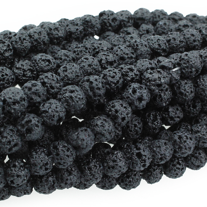 Natural Black Lava Rounds, 6 MM