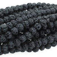 Natural Black Lava Rounds, 8 MM