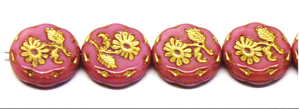 Daisy Flower Beads, Various Colors, Czech 18MM