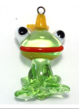 Toad with Crown Lampwork Bead, Czech 25MM