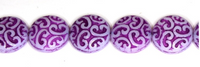 Purple/White Puffed Coin Beads, Czech 14MM