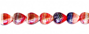 Puffed Glass Rainbow Hearts, Czech 12MM