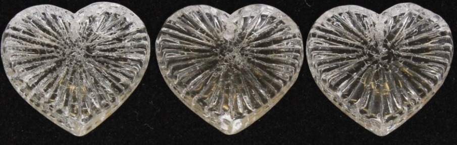 Clear Glass Heart Bead, Czech 22MM