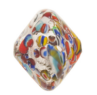 Klimt Silver Foil Multi, Murano Glass Bead, Bicone 22mm,