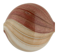 Blown Murano Rust and Ivory Blown Glass Flat Round Bead, 25MM