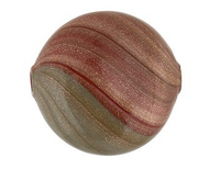 Blown Murano Rust and Gray Blown Glass Flat Round Bead, 21MM x 25MM