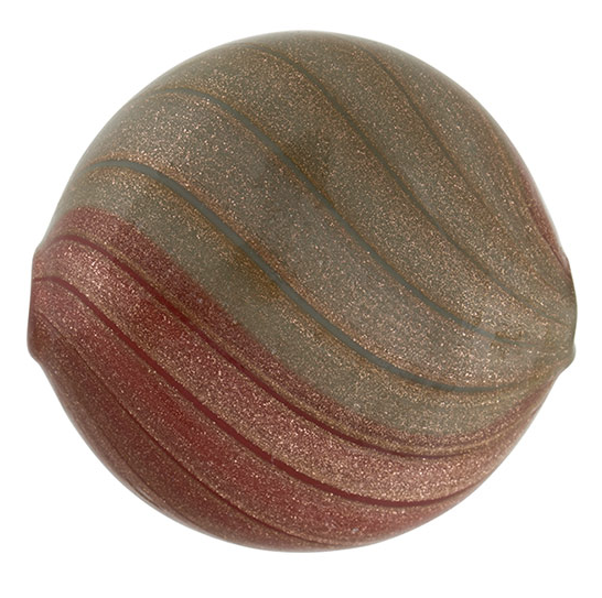 Blown Murano Rust and Gray Blown Glass Flat Round Bead, 21MM x 25MM