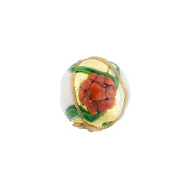 Murano Glass Peony Round Bead, 10MM