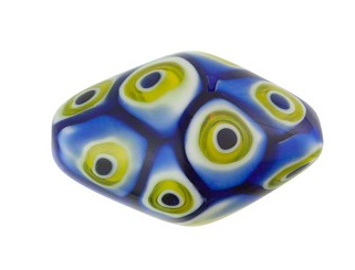 Murano Millefiori Blue Abstract Bicone, 26MM