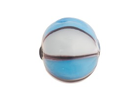 Murano Glass Lampwork Bead Shades of Blue Balloon Stripes, 14MM