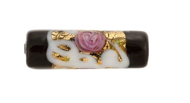 Murano Wedding Cake Black and Pink Tube, 25MM