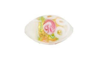 Murano Wedding Cake White Oval Glass, 16MM