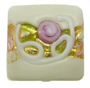 Murano Glass Wedding Cake White Square, 13MM