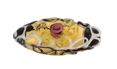 Murano Black Wedding Cake Oval Bead, 35M