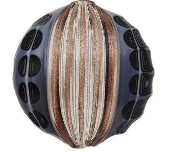 Murano Glass Black Sculptured Blown Glass Bead, 35MM x 15MM