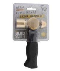 The Beadsmith Ergo Hammer, Brass with Flat and Domed Faces