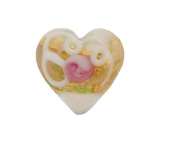 Murano Wedding Cake White Heart Bead, 13MM