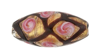 Murano Lampwork Chocolate Lattice Oval Bead, 30MM