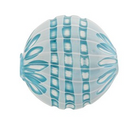 Murano Opaque Aqua/White Murrine Sculpted Flat Round, 25MM