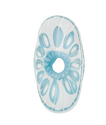 Murano Opaque Aqua/White Murrine Sculpted Flat Round, 25MM