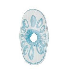 Murano Opaque Aqua/White Murrine Sculpted Flat Round, 25MM