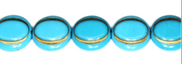 Turquoise / Gold Eskooko Coin Beads, Czech 16MM