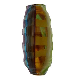 Mouth Blown Murano Sculpted Penny Glass Bead, Rainbow, 20MM