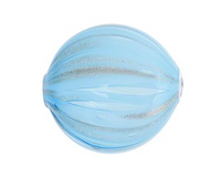 Blown Aqua Murano Glass Flat Round Bead, Double Layer, 25MM