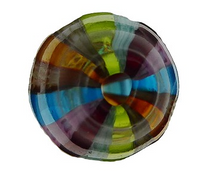 Load image into Gallery viewer, Mouth Blown Murano Sculpted Oval Glass Bead, Rainbow, 30MM
