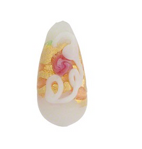 Murano White Wedding Cake Teardrop Glass Bead, 20MM