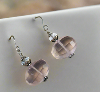 Rose Quartz and White Topaz Nugget Dangle Earrings in Sterling Silver